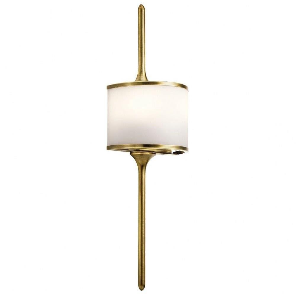 Kichler Mona 22" 2 Light Halogen Wall Sconce with Satin Etched White Diffuser in Natural Brass