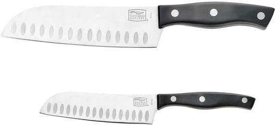 Ellsworth 2-Piece Stainless Steel Santoku Knife Set with Triple-Rivet Handles