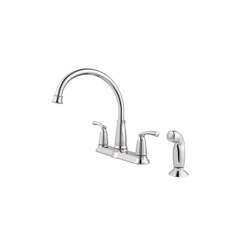 Moen Bexley Two Handle Chrome Kitchen Faucet Side Sprayer Included