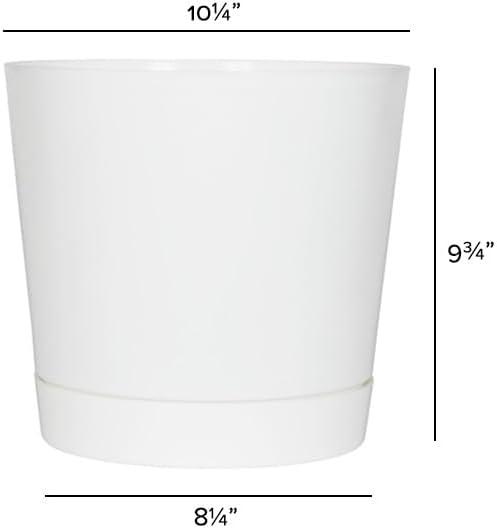 WeCcQuue Full Depth Cylinder Pot, Glossy White, 10-Inch (10102)