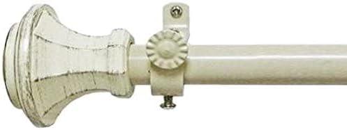 Achim Buono II Carson Decorative Curtain Rod and Finial, 28" - 48", Off-White