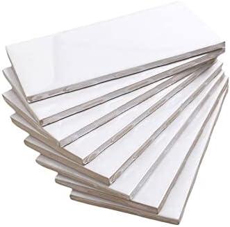 Tenedos White Ceramic 3x6 Glossy Subway Wall Tile Backsplash for Kitchen, Bathroom Shower, Accent Decor, Fireplace (80 Pieces - Box of 10 sq.ft.)