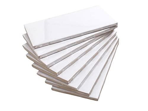 Tenedos White Ceramic 3x6 Glossy Subway Wall Tile Backsplash for Kitchen, Bathroom Shower, Accent Decor, Fireplace (80 Pieces - Box of 10 sq.ft.)