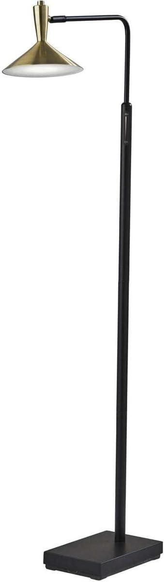 Adesso Lucas LED Floor Lamp, Black with Antique Brass