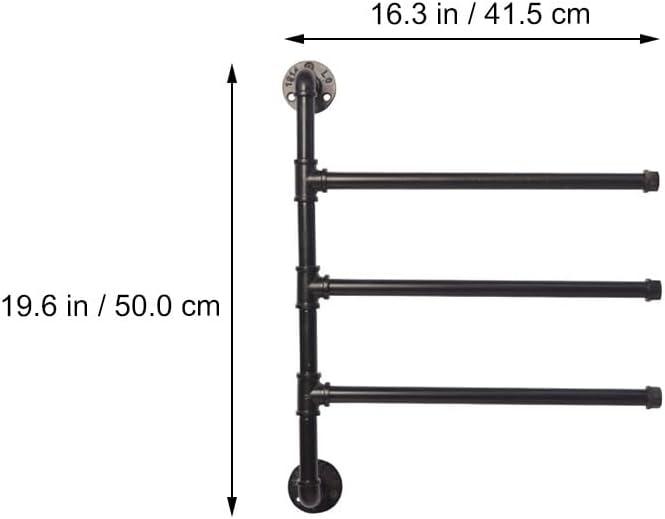 HEMOTON Industrial Pipe 3-Bar Towel Rack Heavy Duty Swivel Towel Rack for Bathroom