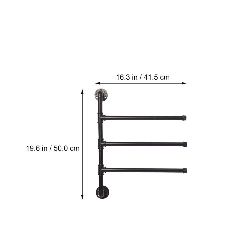 HEMOTON Industrial Pipe 3-Bar Towel Rack Heavy Duty Swivel Towel Rack for Bathroom