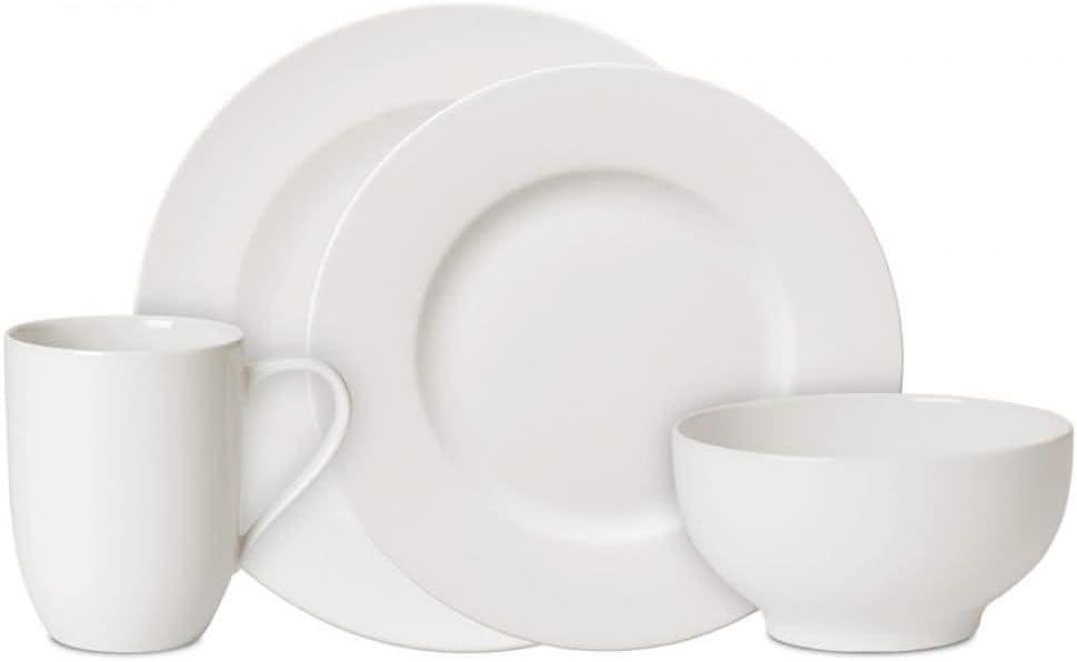 White Porcelain 16-Piece Dinnerware Set, Service for 4