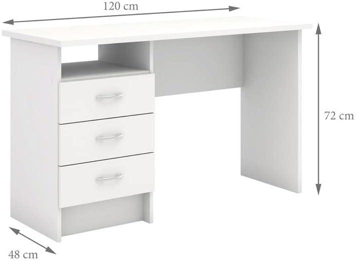 Tvilum Whitman 3 Drawer Office Desk with 1 Shelf for Adults, White