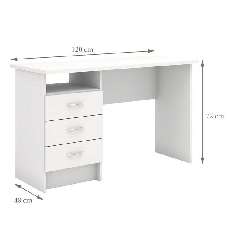 Tvilum Whitman 3 Drawer Office Desk with 1 Shelf for Adults, White