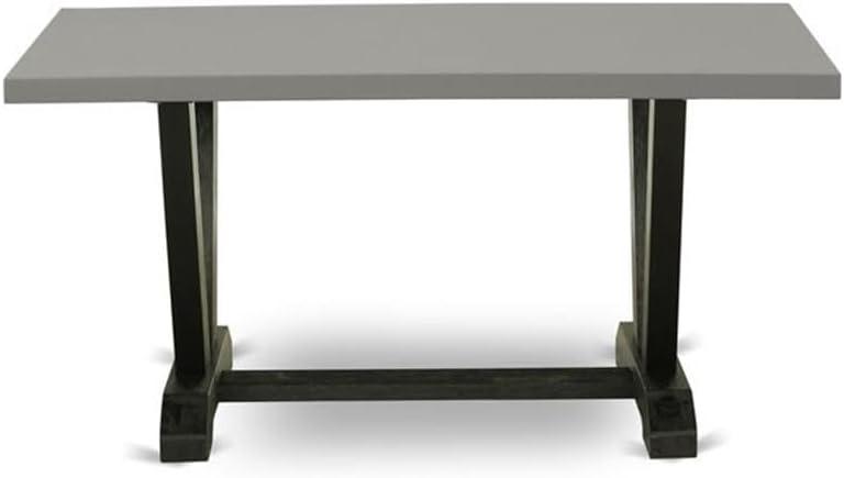 East West Furniture V-Style 36x60" Wood Dining Table in Gray/Black