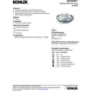 Kohler Briolette, Artist Editions Oval Faceted Glass Bathroom Vessel Sink