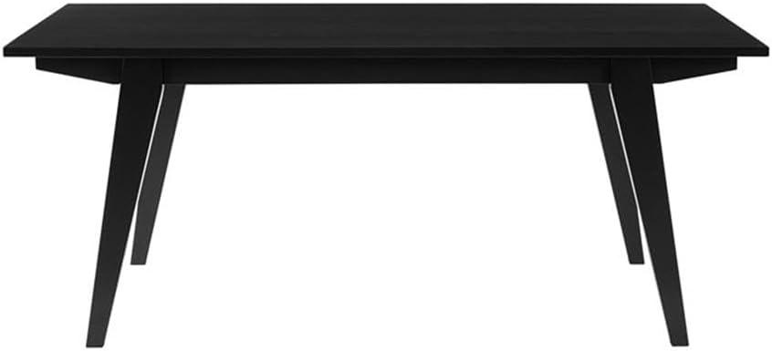 Black Solid Wood Japandi Minimalist Coffee Table, 43 Inch