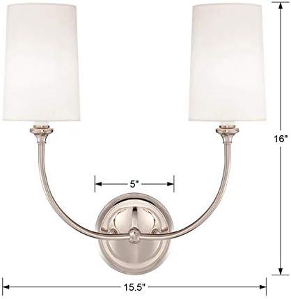 Crystorama 2242-PN Sylvan 15.5" 2-Light White Linen Sconce in Polished Nickel