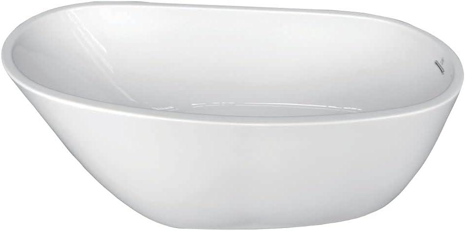 Kingston Brass Aqua Eden 68-Inch Acrylic Oval Single Slipper Freestanding Tub with Drain