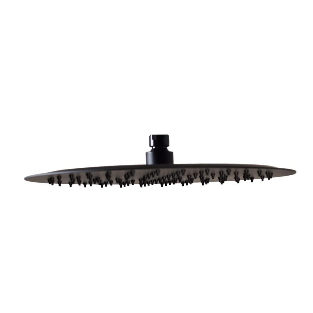 Westbrass COSHR1203-62 12" Round Thin Rainfall Shower Head with 1/2" IPS x 19" IPS Wall Mount 90-Degree Arm and Flange