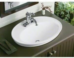 Serif® Ceramic Oval Drop-In Bathroom Sink with Overflow
