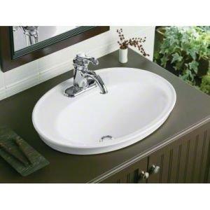 Serif® Ceramic Oval Drop-In Bathroom Sink with Overflow