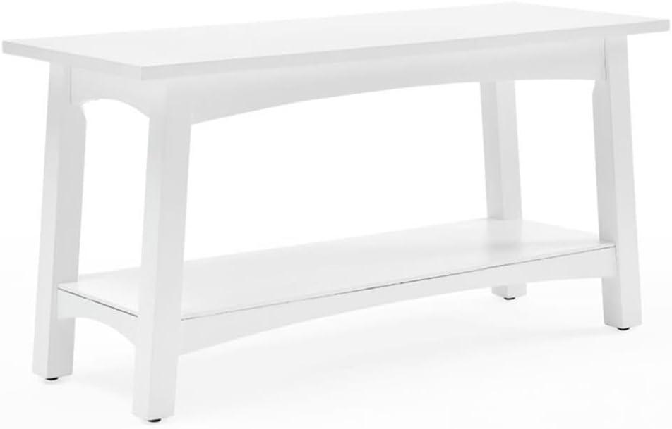 Alaterre Furniture Craftsbury 36 in. Sturdy Pine Wood Entryway Bench, 2-Person Bench Open Design Accent Furniture, White