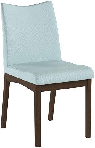 GDF Studio Quaker Mid Century Modern Fabric Upholstered Dining Chairs, Set of 2, Mint and Walnut