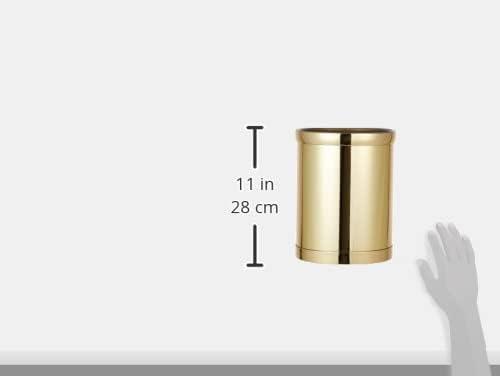 Polished Brass Round Plastic Bathroom Trash Can