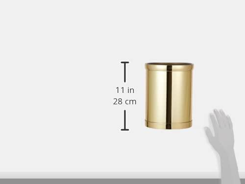 Polished Brass Round Plastic Bathroom Trash Can