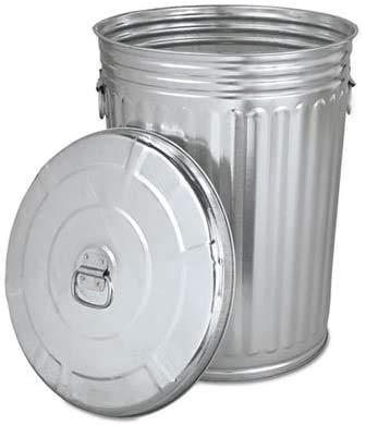 Pre-Galvanized Trash Can with Lid, Round, Steel, 20gal, Gray, Sold as 1 Each