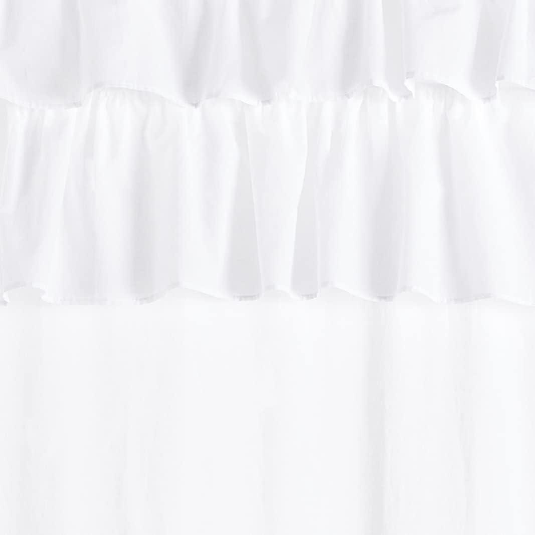 White Cotton Ruffle Rod Pocket Curtain Panel