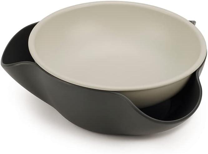 Gray Double Dish Plastic Serving Bowl with Food Waste Compartment