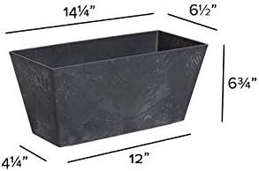 Novelty Artstone Ella Flower Box, Black, 14.5in