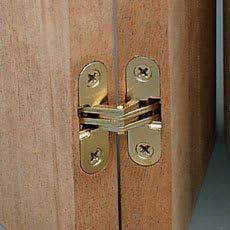 SOSS - 101CUS4 Mortise Mount Invisible Hinges with 4 Holes, Zinc, Satin Brass Finish, 1-11/16" Leaf Height, 3/8" Leaf Width, 29/64" Leaf Thickness, 5 x 3/4" Screw Size (1 Pair)