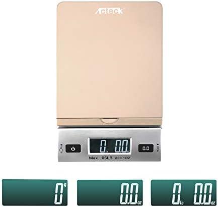 Acteck A-CK65GS 65LBx0.1OZ Digital Shipping Postal Scale with Batteries and AC Adapter, Gold Silver