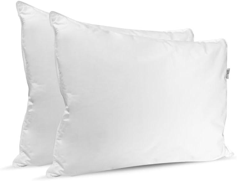 King Size White Feather and Down Bed Pillow Set