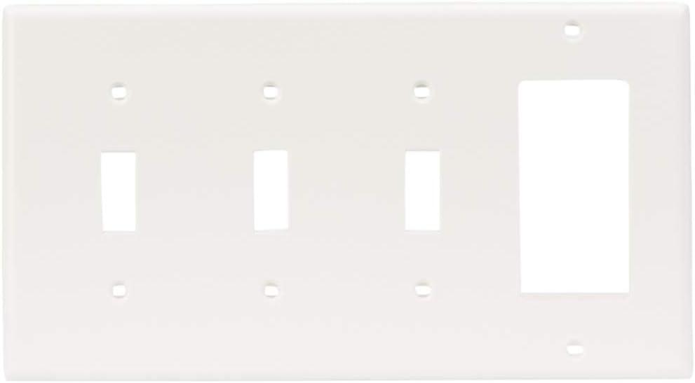 Leviton 80732-W Wallplate 4-Gang 3-Toggle 1-Decora Standard Size Nylon - White (Pkg of 10)