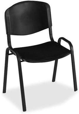 Safco Stacking Chair, Supports Up to 250 lb, 18" Seat Height, Black Seat, Black Back, Black Base, 4/Carton