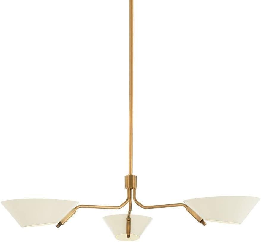 Riaz Chandelier - Cream and Brass / 3 Light