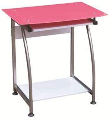 Pink Glass Laptop Desk with Keyboard Tray