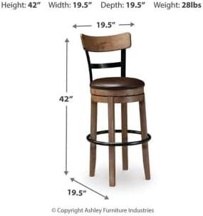 Pinnadel Tall Uph Swivel Barstool Light Brown - Signature Design by Ashley: 180-Degree Spin, Faux Leather Seat, Wire-Brushed Finish