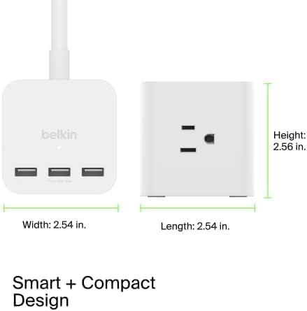 Belkin 6-Outlet Power Cube w/ 3 AC Outlets, 3 USB-A Ports, & 5ft Sturdy Extension Cord - Convenient Compact Cube for Home, Office, Travel, Desktop, & Phone Charger - 4.5 Amps