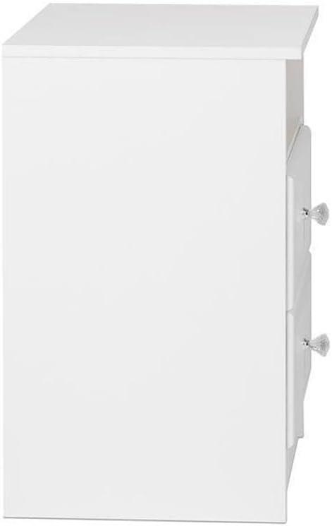 Astrid 2 Drawer Nightstand with Crystal Knobs White - Prepac: Modern Style, Open Shelf Storage