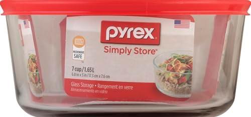 Pyrex Simply Store 7-cup Glass Food Storage Container with Red Lid