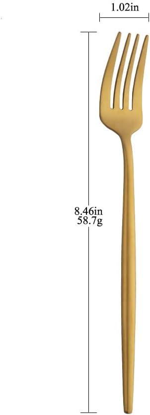 BUY&USE 12 PCS Modern Stainless Steel Dinnerware Flatware Set, Reusable Popular Dinner Fork, Widely Use on Home, Restaurant, Party, 8.6 Inch, Gold