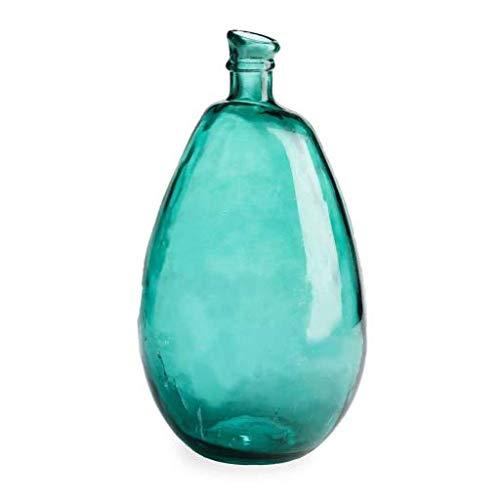 VivaTerra Recycled Tall Glass Balloon Vase – Handblown Glass Vases for Centerpieces – Unique Organic Shape in a Delicate Aqua Color – Sustainable and Unique Home Decor (19" H x 10" Dia.)