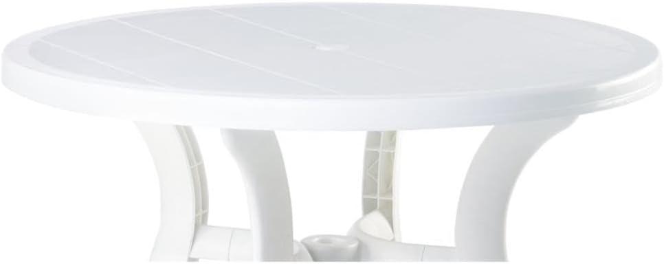 Compamia Truva Transitional Plastic 42" Round Resin Patio Dining Table in White