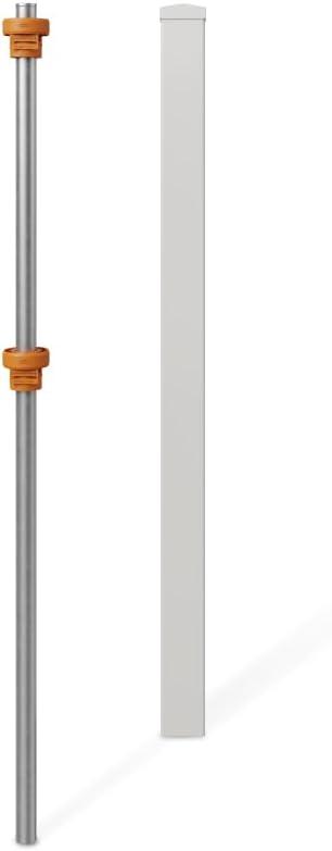 WamBam No-Dig Fence 5ft H (1 Fence Post) No Dig WamBam Windsor Finishing Post with Steel Pipe Anchor Kit, Permanent White Vinyl Post for Windsor Fence Panels and Gate Kit, Perfect for Yard, Pool or Dog Fence BL19109