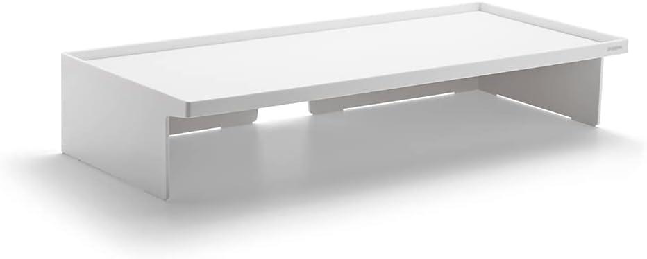 White Lacquer-Like Monitor Stand with Cable Cutout