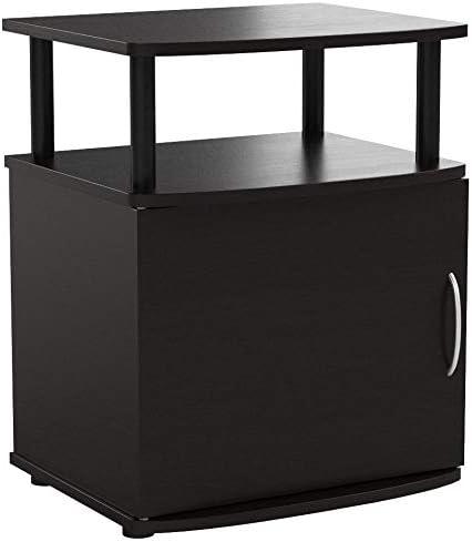 Furinno Set of 2 Modern Utility End Table Space-Saving Bedside Table Nightstand W/1 Storage Cabinet&Open Storage Shelf,Black