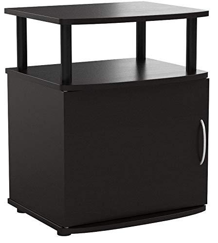 Furinno Set of 2 Modern Utility End Table Space-Saving Bedside Table Nightstand W/1 Storage Cabinet&Open Storage Shelf,Black