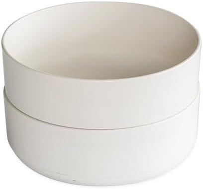 Set of 2 White Plastic Microwave Safe Soup and Salad Bowls