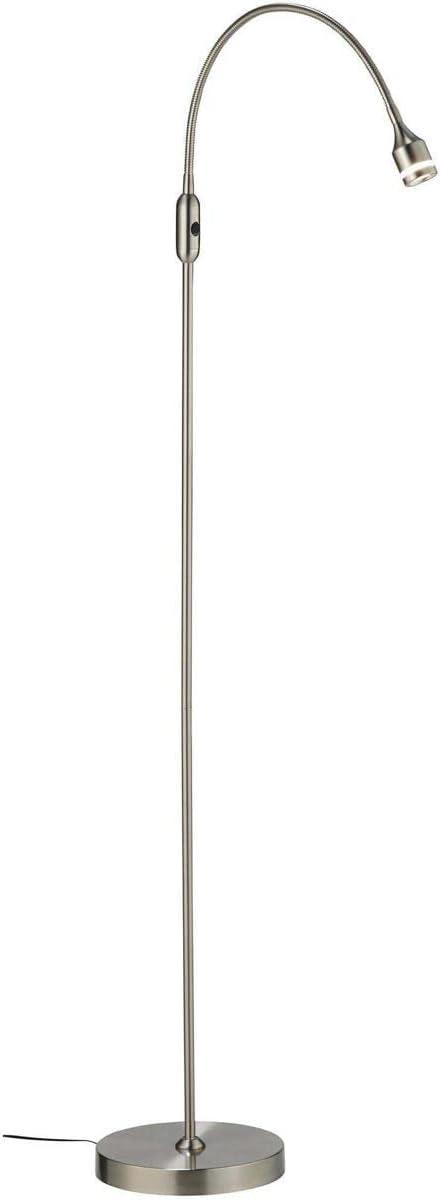 Adesso Arc Adjustable Brushed Steel LED Floor Lamp, 45"-56" Height