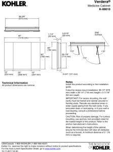 KOHLER Verdera® Aluminum Triple-Door Medicine Cabinet, Frameless with Adjustable Shelves